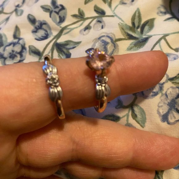 SIZE 11 PINK CZ 2 piece RING SET - Picture 2 of 2